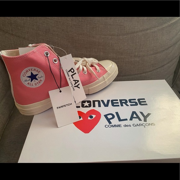 Converse 70s Hi Comme des Garçons Play Bright Pink - Picture 1 of 4